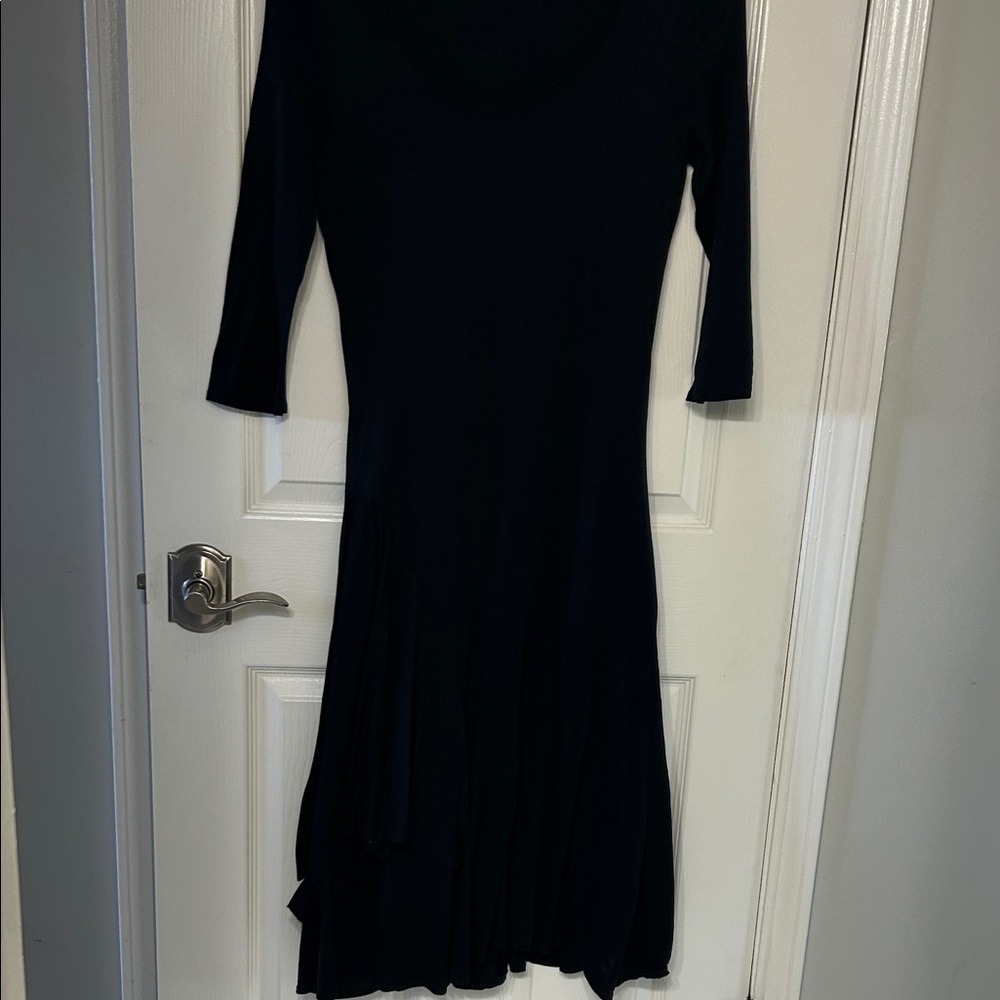 Three Dots Asymmetrical Soft Stretch long sleeve M Comfy Knit midi Dress goth